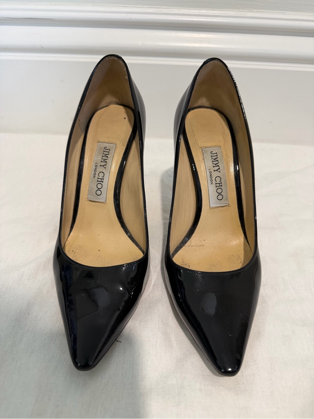 Jimmy Choo Black Patent Pointed-Toe Pumps